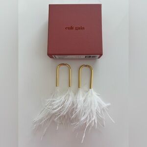 Cult Gaia Meta Feather Earrings – Optic White NWOT